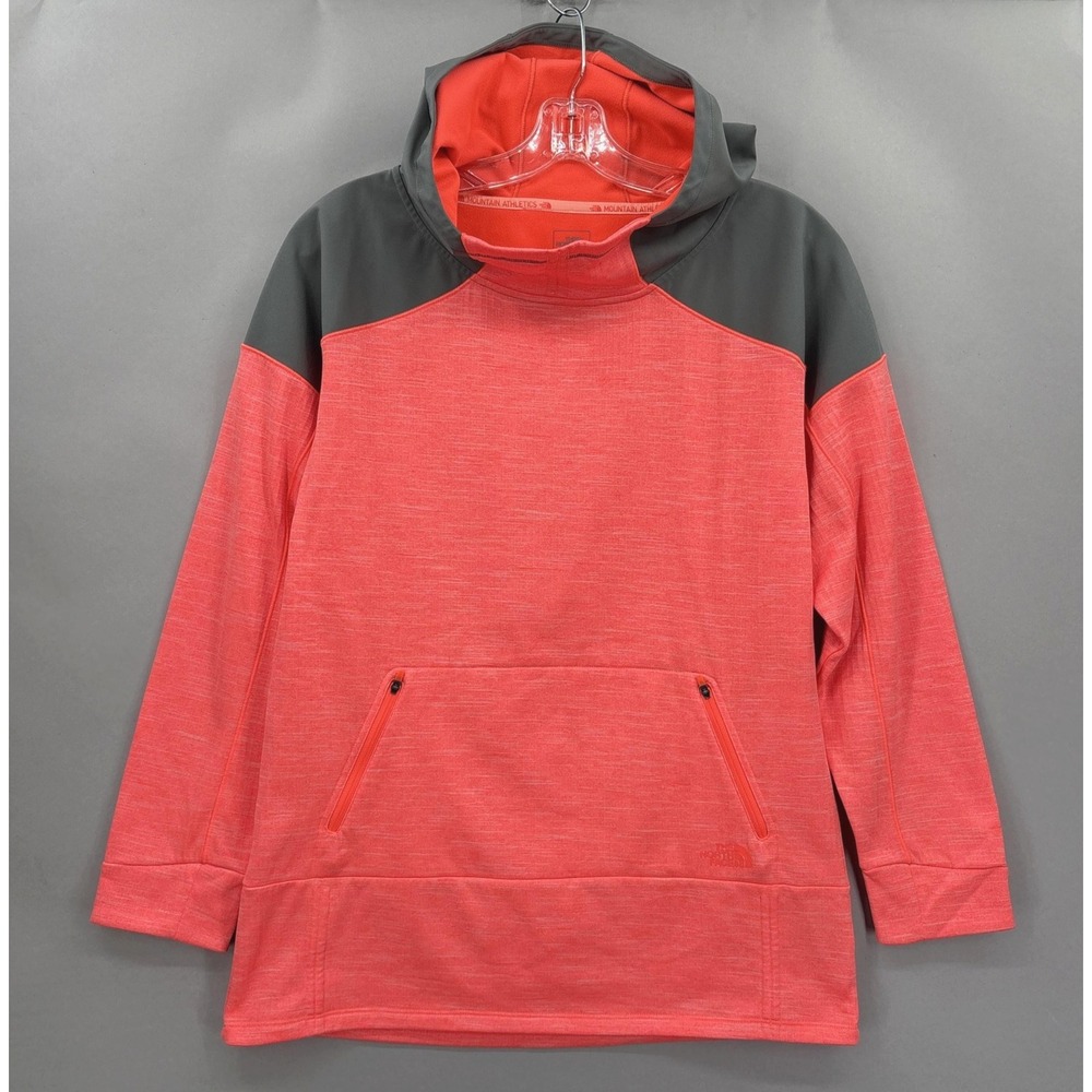 The North Face Hoodie Womens XL Red Pink Pullover Sweatshirt Fleece Lined Long - Picture 1 of 14